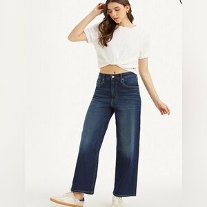 Levi's Mile High Cropped Wide Leg Jeans With Belt Size 30